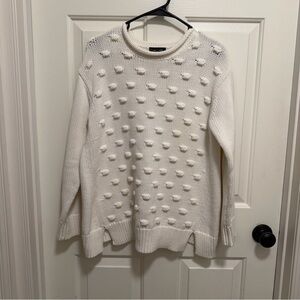 SARA CAMPBELL White Popcorn Pullover Sweater Size Small